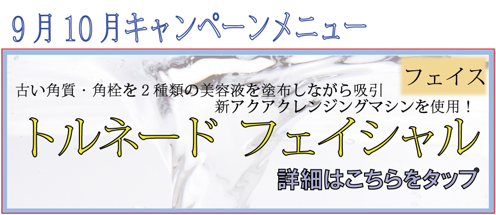 【9月10月限定フェイシャルメニュー】トルネードフェイシャル